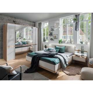 Design Schlafzimmer Set in Eiche Bianco und Beige modern (4-teilig)
