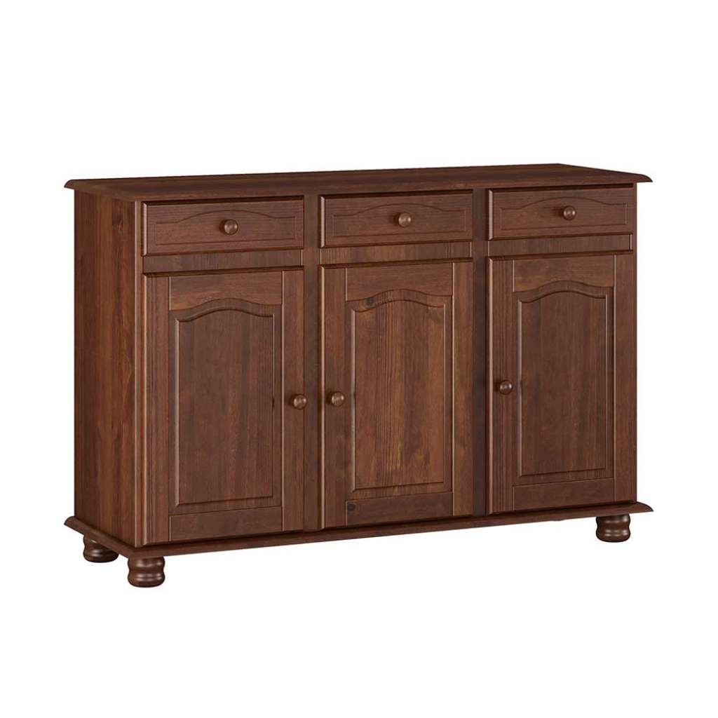 Rustikales Sideboard in Dunkelbraun Kiefer Massivholz