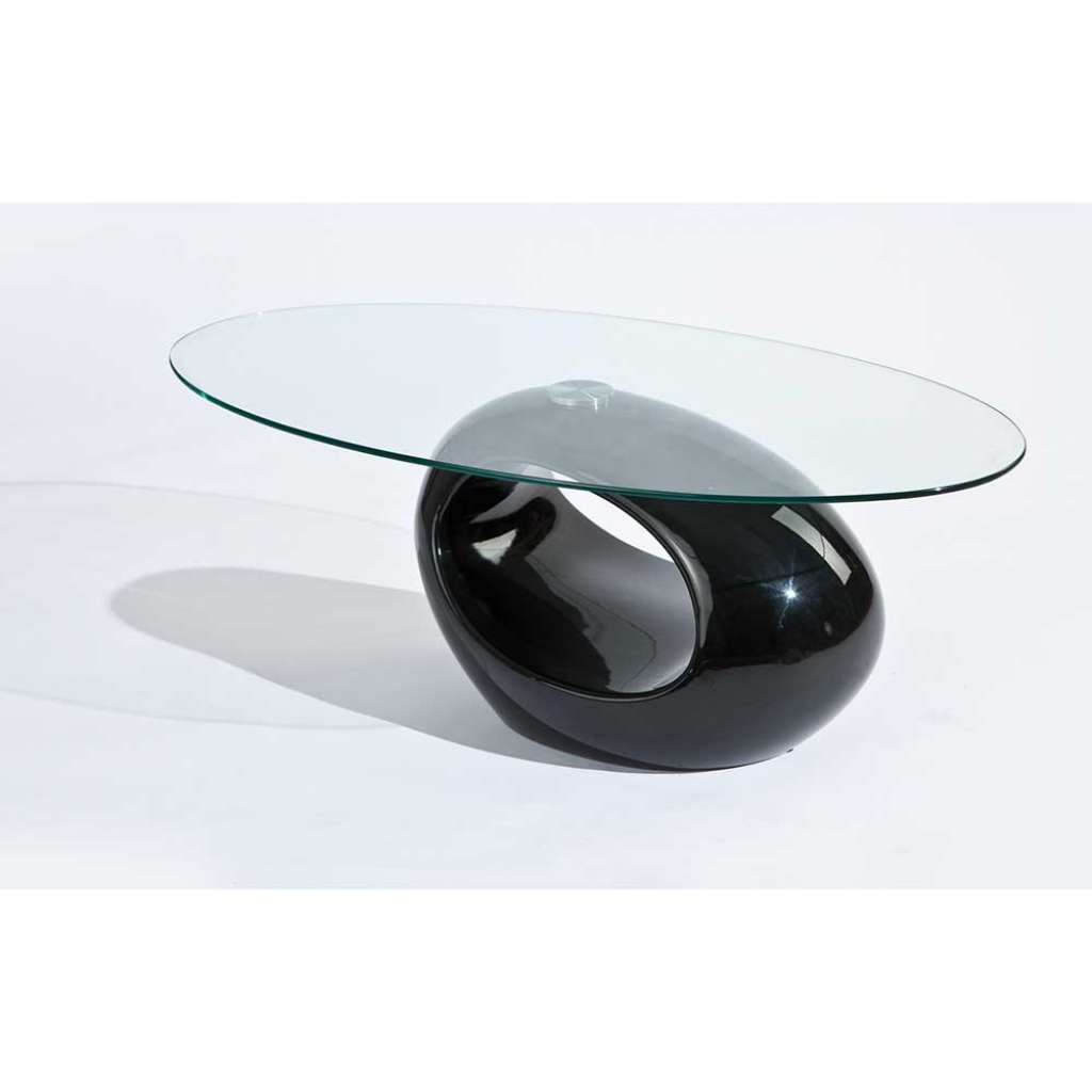 Design Glas Couchtisch in Schwarz organischer Form