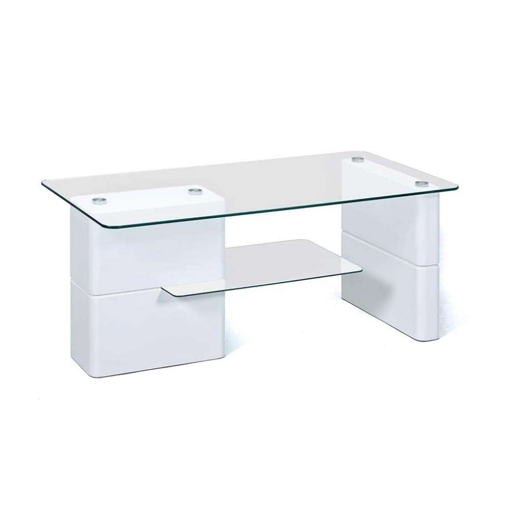 Glas Couchtisch in Weiß 110 cm breit