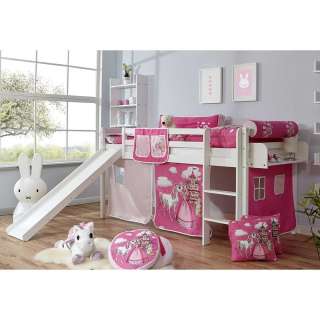 Kinderrutschbett in Weiß Rosa und Pink Prinzessinnen Motiv