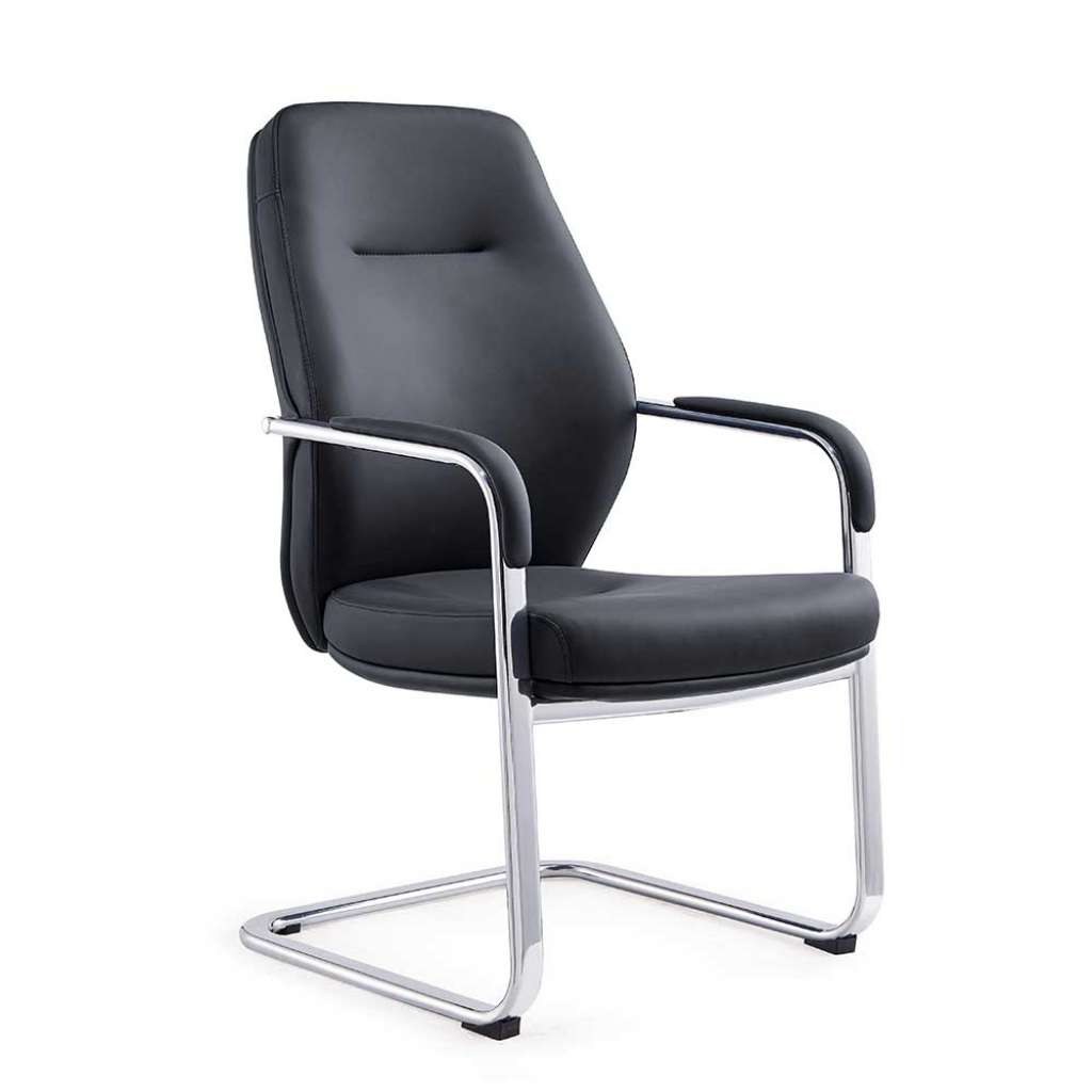 Armlehnen Schwingstuhl in Schwarz und Chromfarben Kunstleder