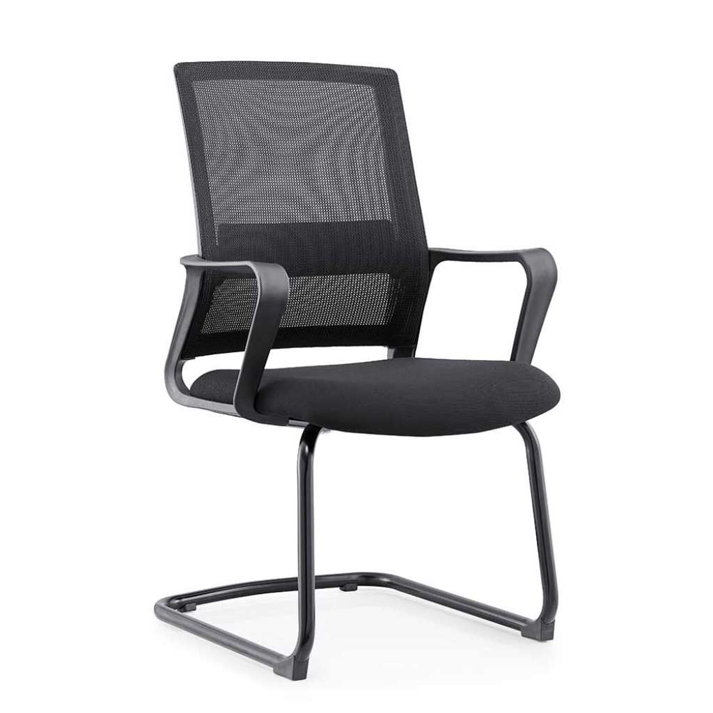 Freischwinger in Schwarz Webstoff Meshrücken und Armlehnen