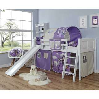 Halbhohes Kinderbett mit Rutsche Prinzessin Design