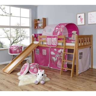 Halbhohes Kinderbett im Prinzessin Design Rutsche