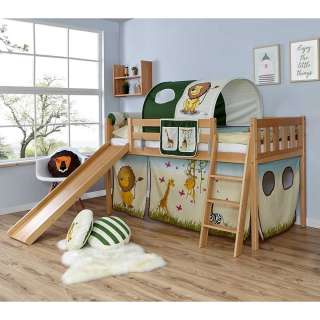 Kinderspielbett mit Rutsche und Tunnel Zootier Design