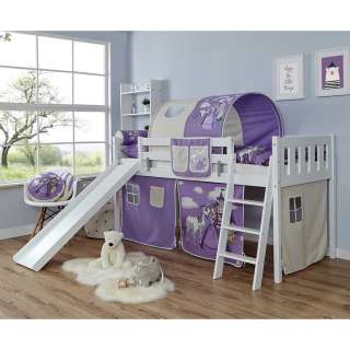 Kinderzimmer Rutschbett im Prinzessin Design Weiß Lila