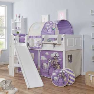 Kinder Rutschbett im Prinzessin Design Weiß Lila