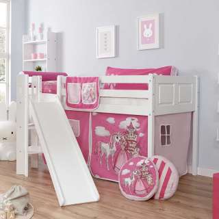 Kinderhochbett im Prinzessin Design Rutsche