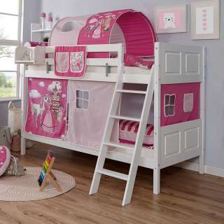 Etagenspielbett in Weiß Pink Prinzessin Design