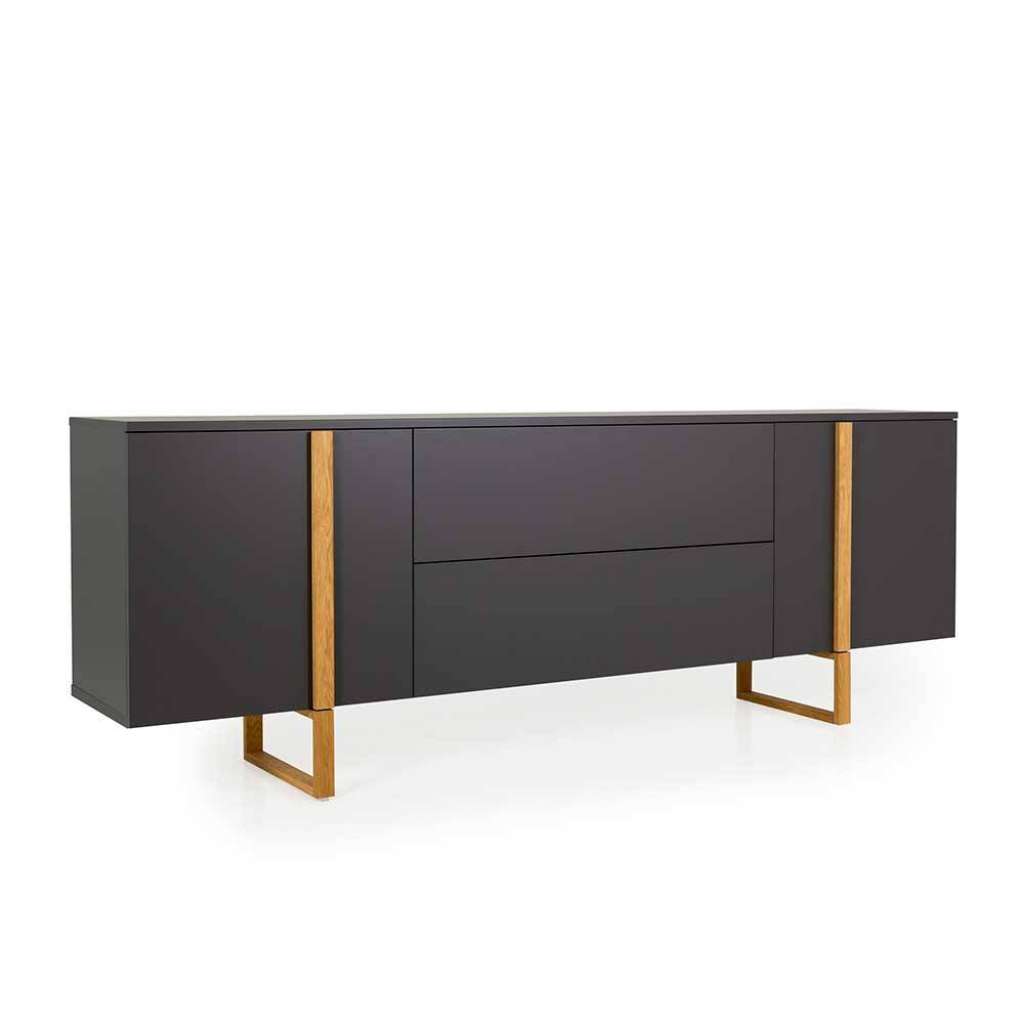 Sideboard in Anthrazit und Eiche Skandi Design