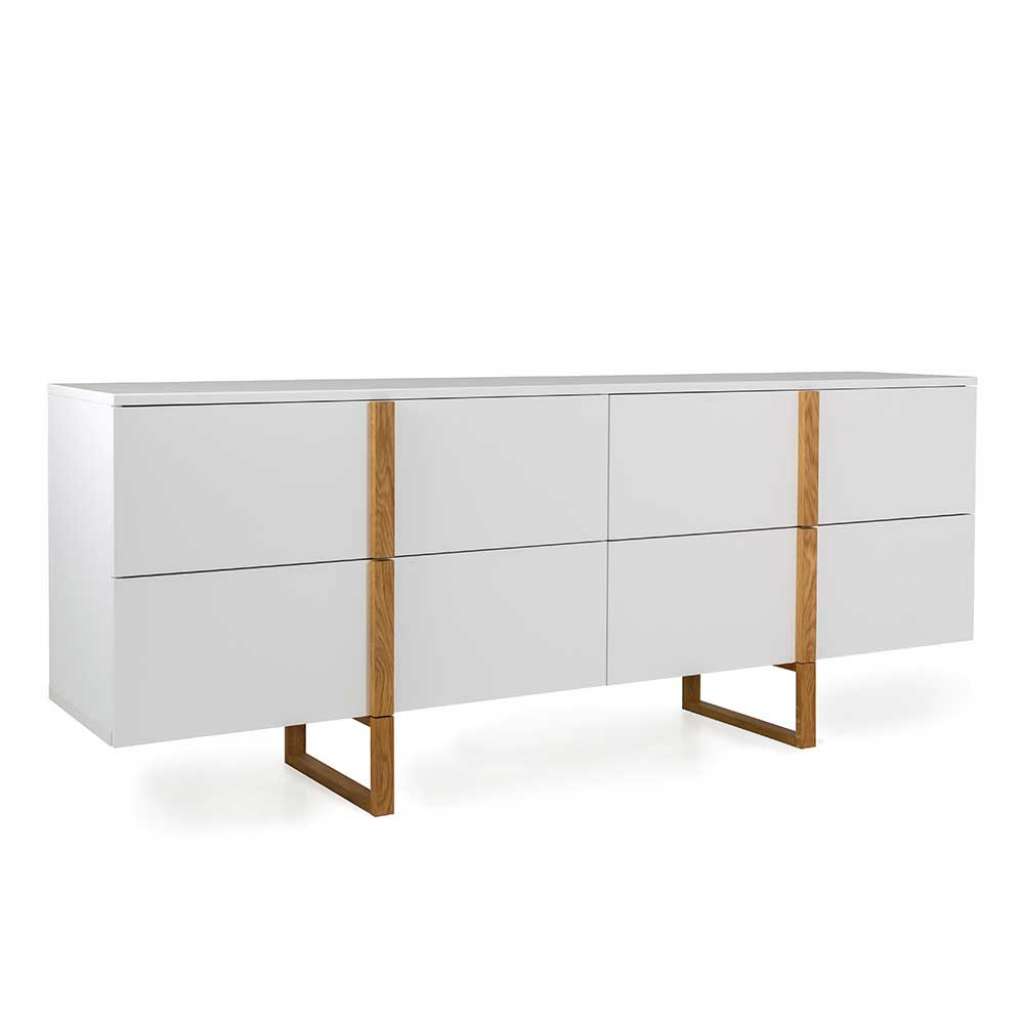 Wohnzimmer Sideboard in Weiß und Eiche Skandi Design