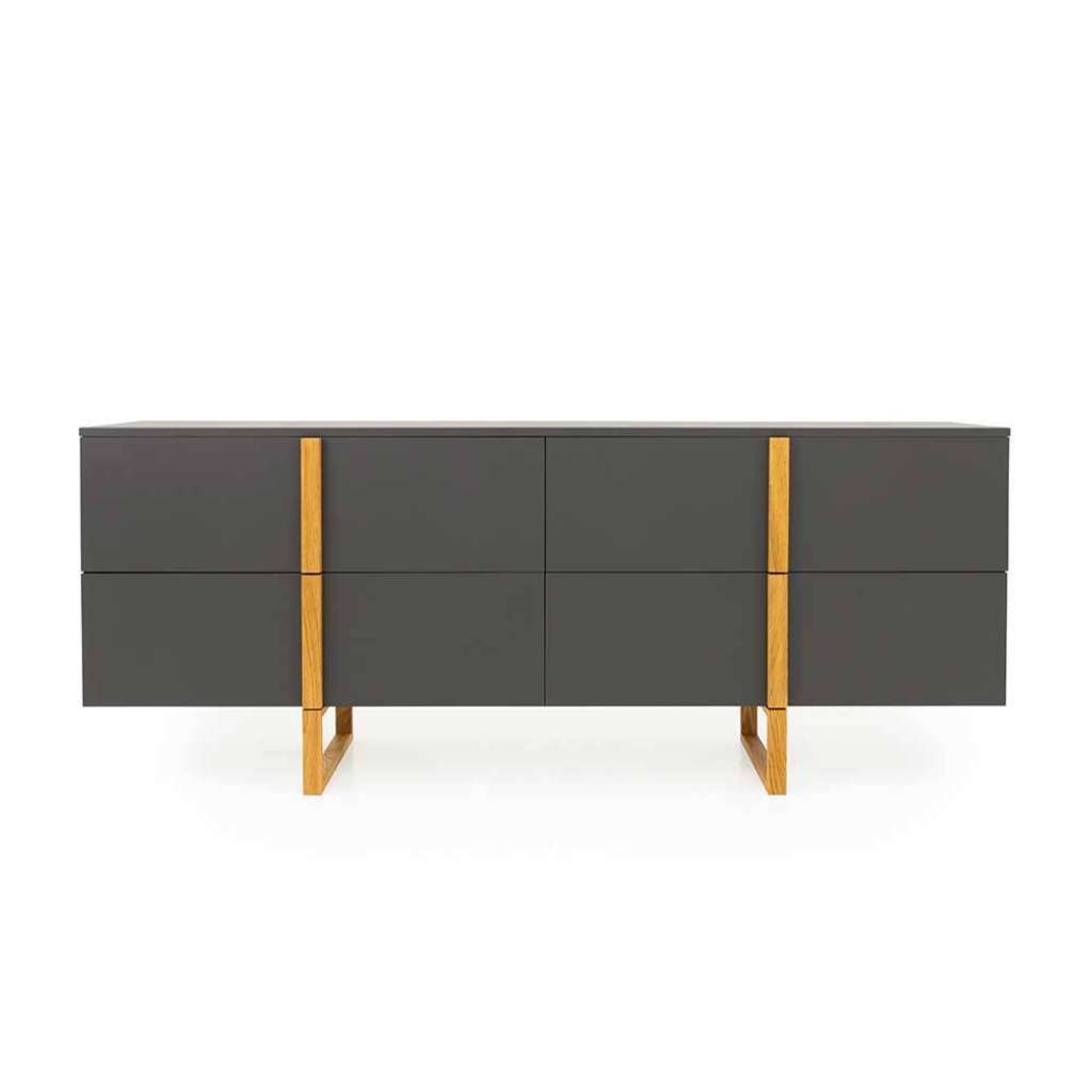 Esszimmersideboard in Anthrazit und Eiche Skandi Design
