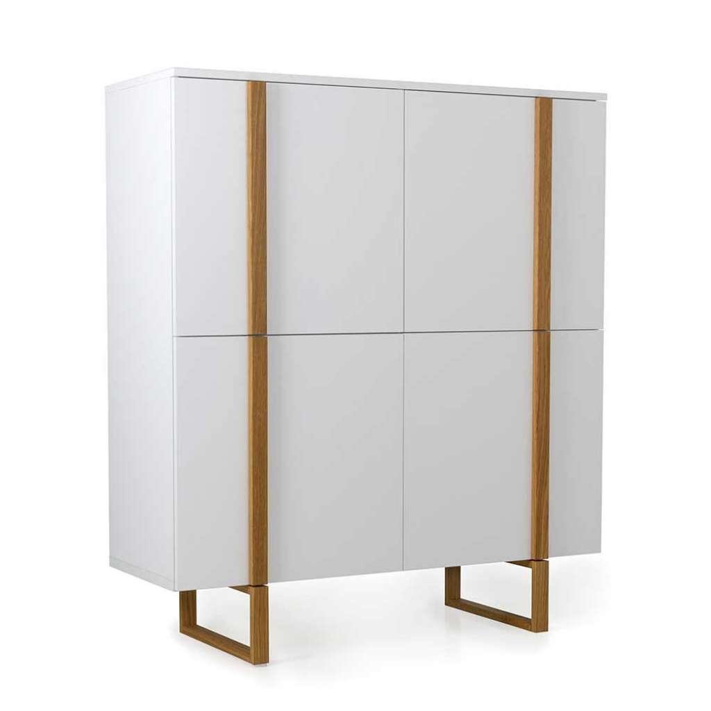 Wohnzimmer Highboard in Weiß und Eiche Skandi Design