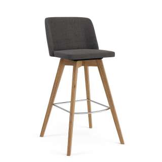 Tresenstühle in Anthrazit Webstoff Eiche Massivholz (2er Set)