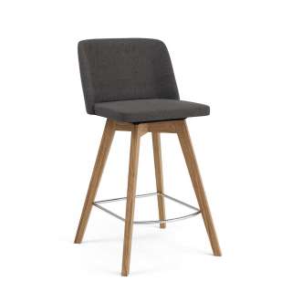 Barstühle in Anthrazit Webstoff 4-Fuß Gestell aus Holz (2er Set)