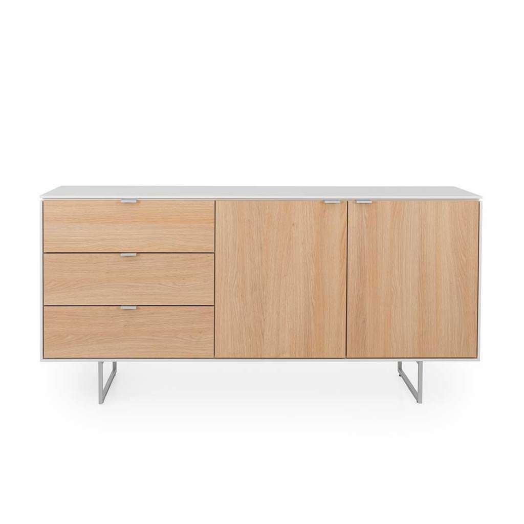 Sidebord in Weiß und Eichefarben Skandi Design
