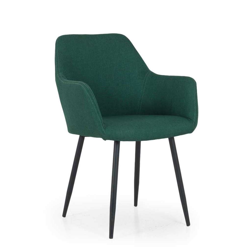 Esstischstuhl in Grün Webstoff Armlehnen