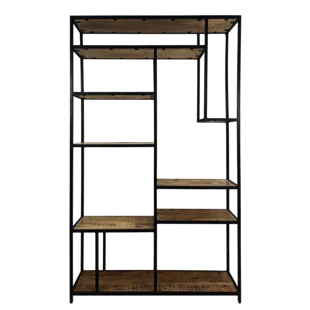 Standregal aus Mangobaum Massivholz und Eisen Industriedesign