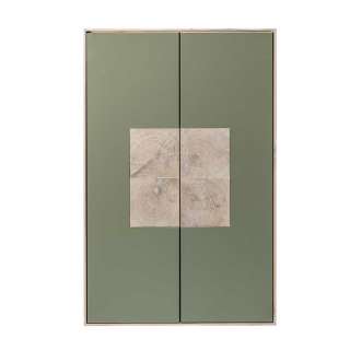 Hängeschrank in Beton Grau und Buche weiß geölt 80 cm breit