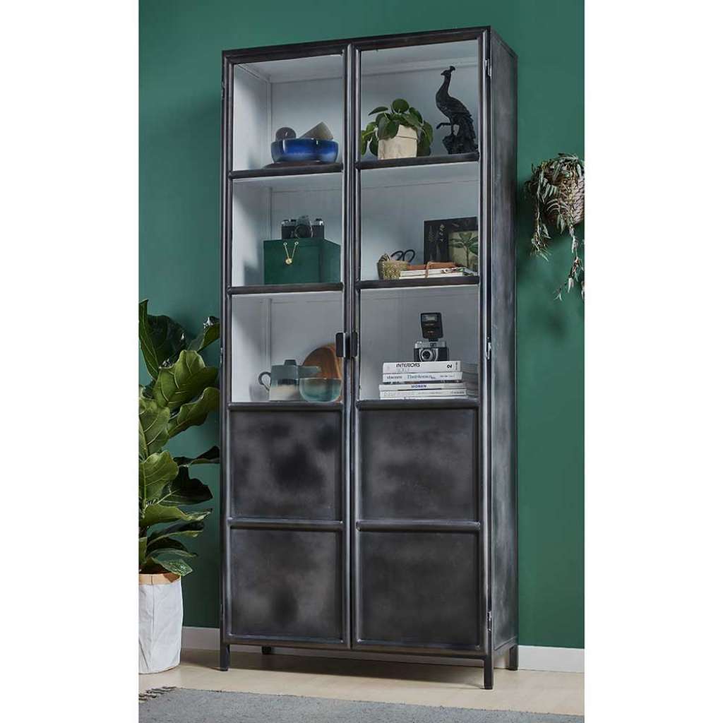 Vitrinenschrank aus Eisen 200 cm hoch
