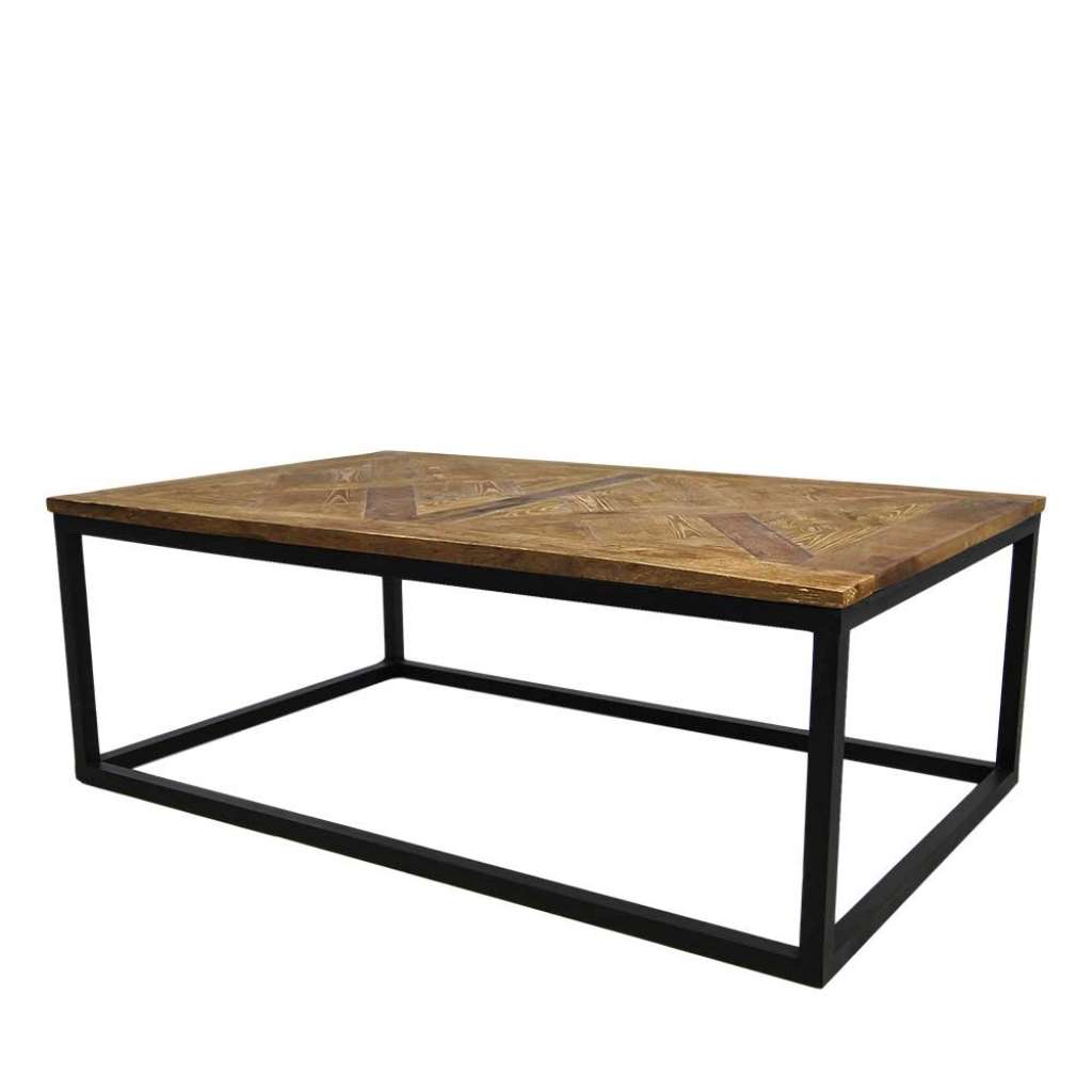 Wohnzimmertisch aus Teak Massivholz und Eisen 110 cm breit