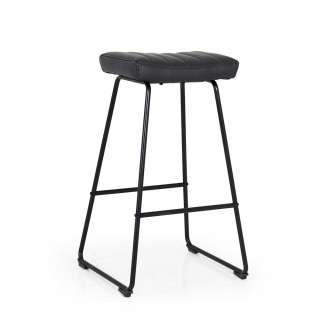 Hochhocker in Schwarz Kunstleder Bügelgestell (2er Set)