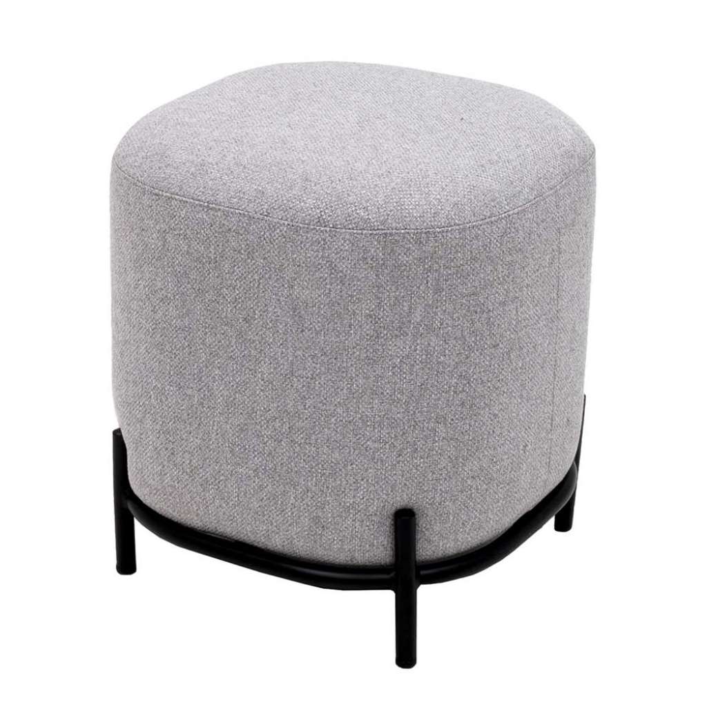 Polsterhocker in Grau Webstoff modern