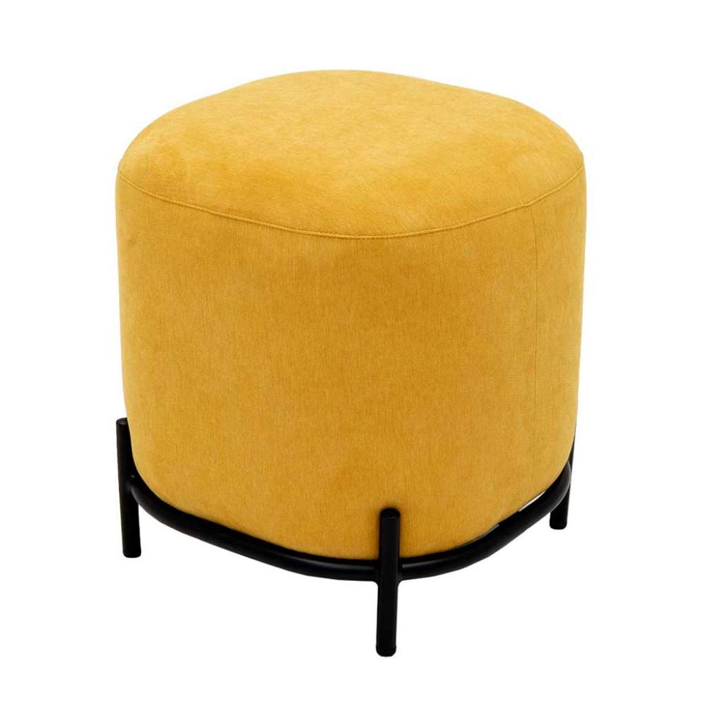 Sitzhocker in Gelb Webstoff modern
