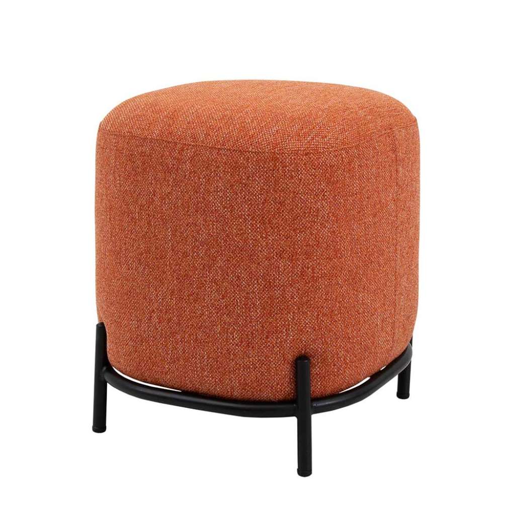 Pouf in Ziegel Rot Webstoff modern