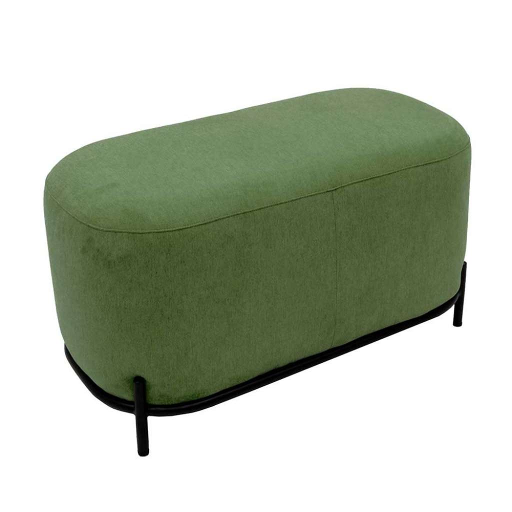 Pouf in Grün Webstoff 4-Fuß Gestell aus Metall