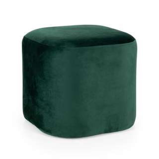Hocker in Grün Velours quadratisch
