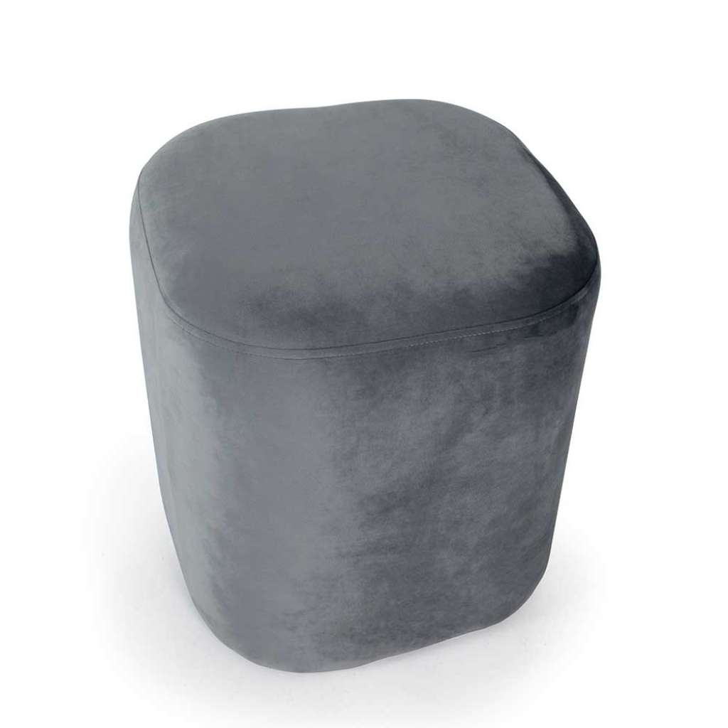 Hocker in Grau Velours quadratisch