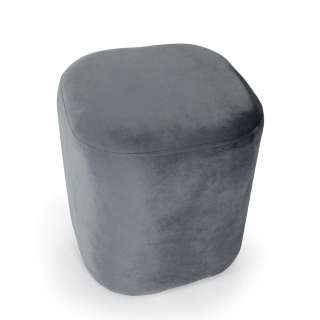 Hocker in Grau Velours quadratisch