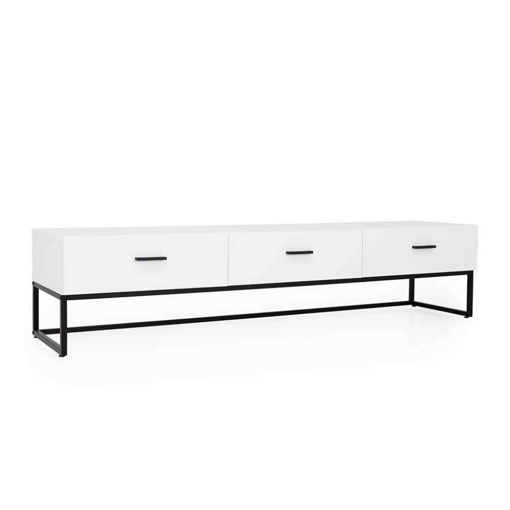 TV Lowboard in Weiß und Schwarz Skandi Design