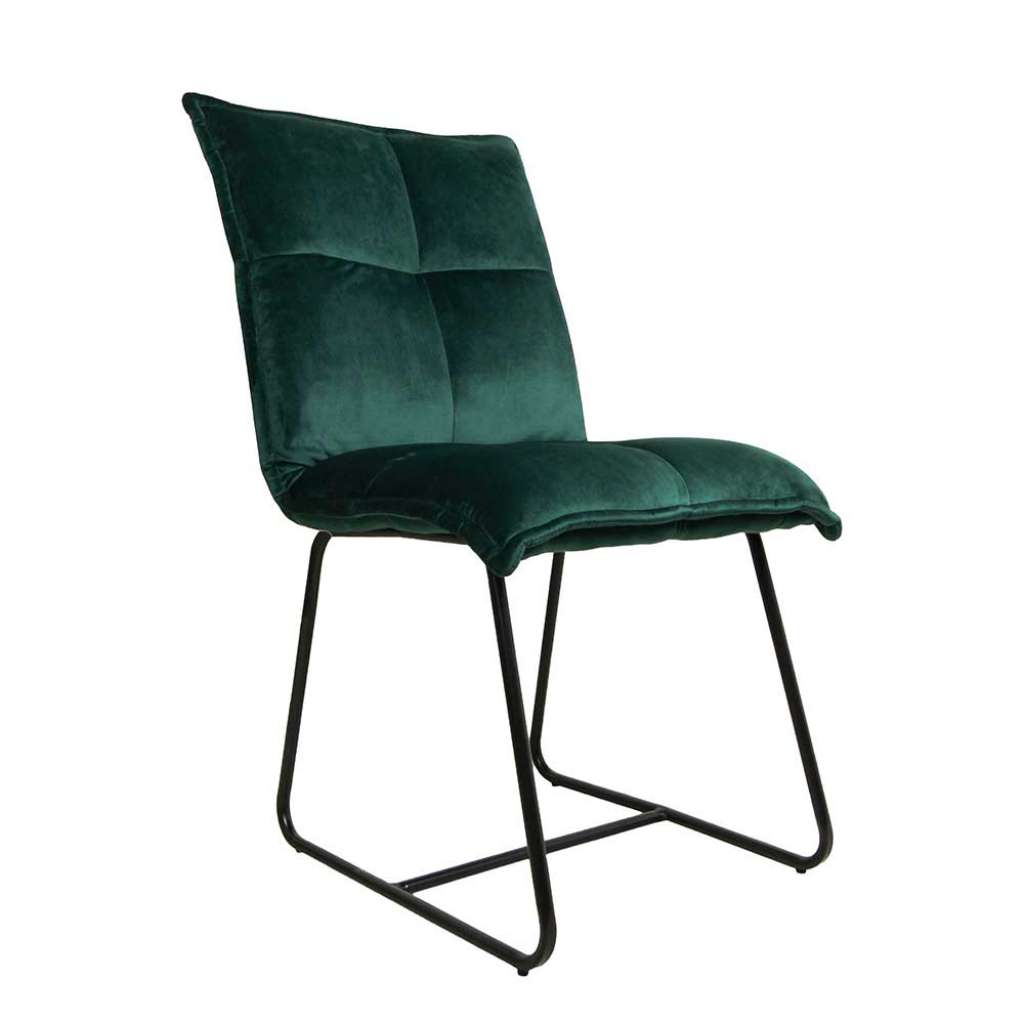 Esstischstühle in Dunkelgrün Samt Schwarz Metall (2er Set)