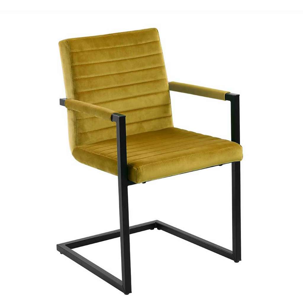 Polsterstühle aus Samt gelb Metall schwarz (2er Set)