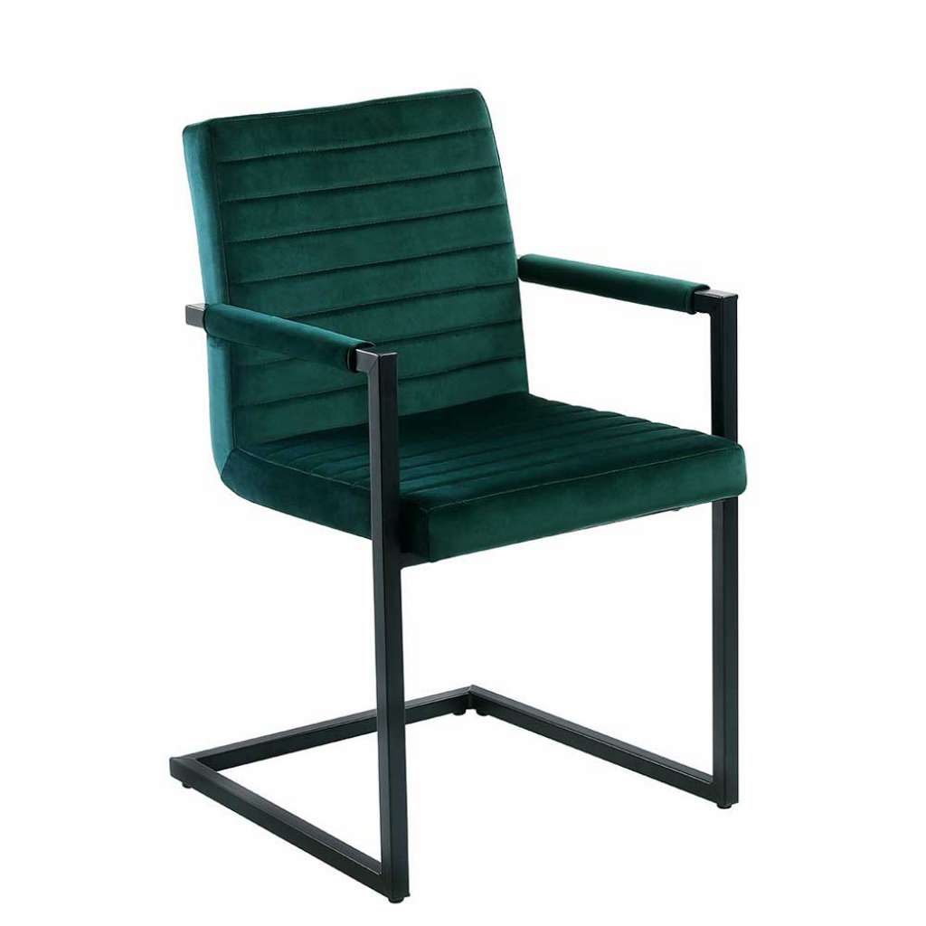 Freischwinger in Dunkelgrün und Schwarz Armlehnen (2er Set)