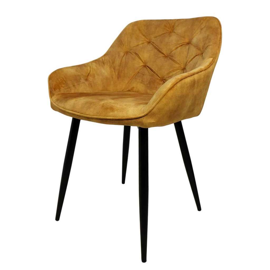 Esszimmerstühle in Goldfarben und Schwarz Samt und Metall (2er Set)