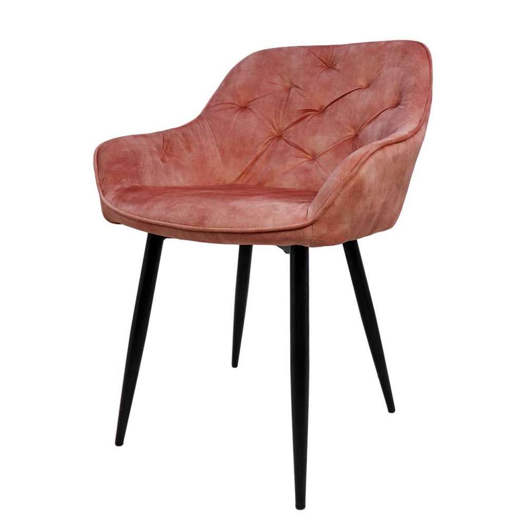 Armlehnenstühle aus Samt in Ziegelrot Metall in Schwarz (2er Set)