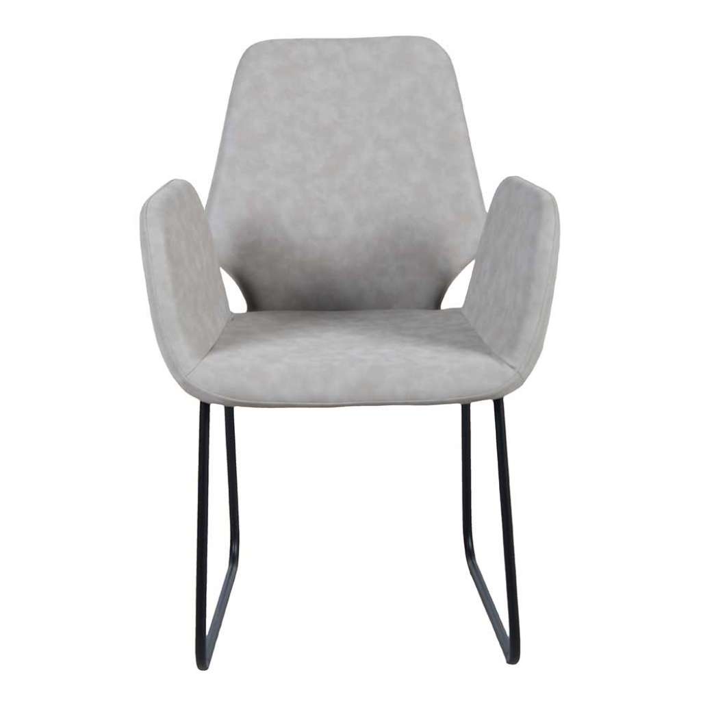 Tischsessel in Hellgrau Kunstleder Metallbügeln