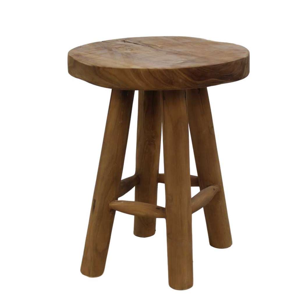 Beistellhocker aus Teak Massivholz 50 cm hoch