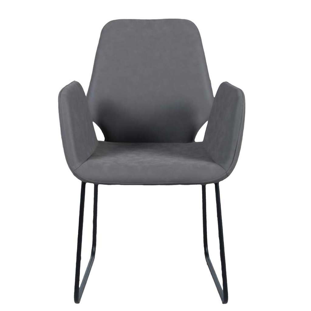 Esstischsessel in Dunkelgrau Kunstleder Skandi Design