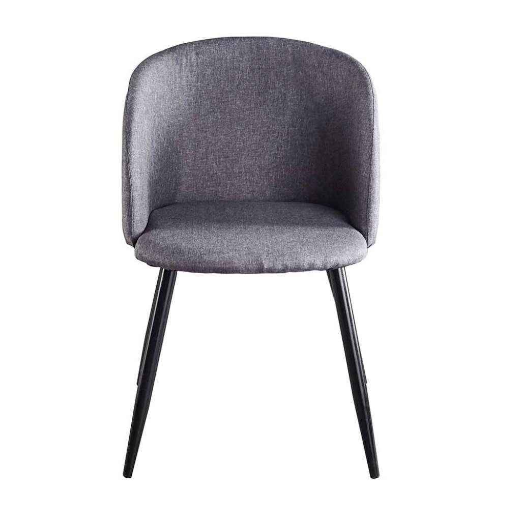 Esszimmer Polsterstühle in Grau Webstoff Metallgestell in Schwarz (2er Set)