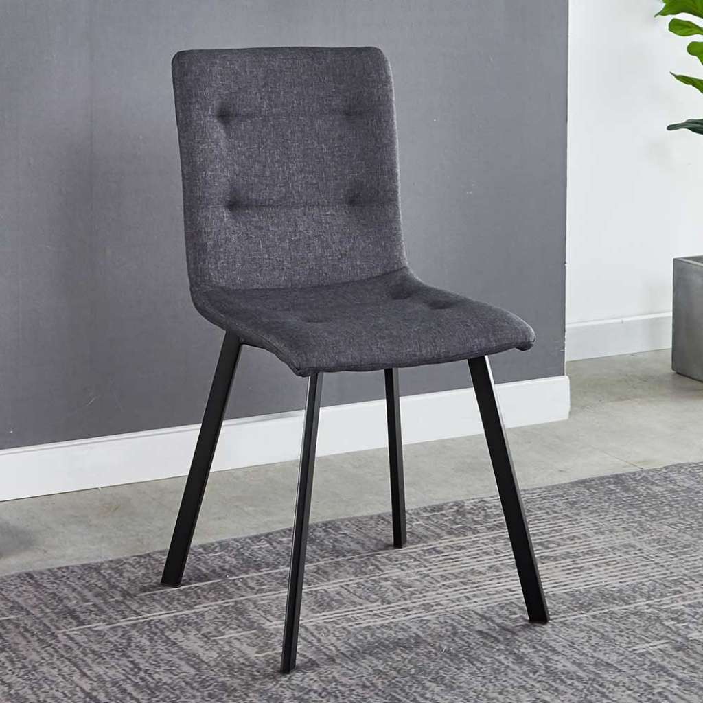 Polsterstühle in Dunkelgrau Webstoff Metallgestell (2er Set)
