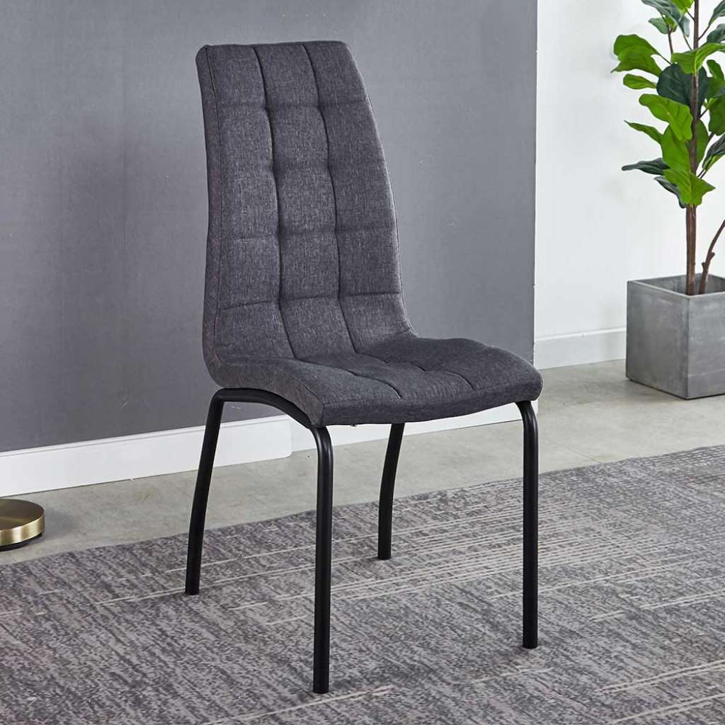 Esstisch Stühle in Dunkelgrau Webstoff modern (2er Set)