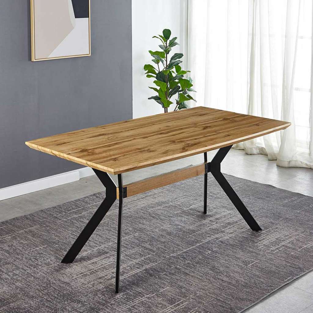 Esszimmertisch in Wildeichefarben und Schwarz 160 cm breit
