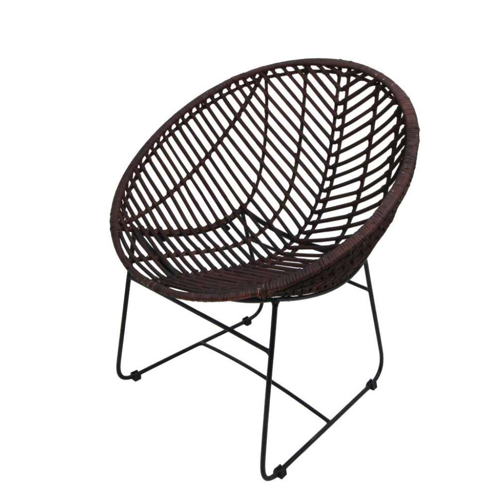 Rattanstuhl in Dunkelbraun und Schwarz Armlehnen