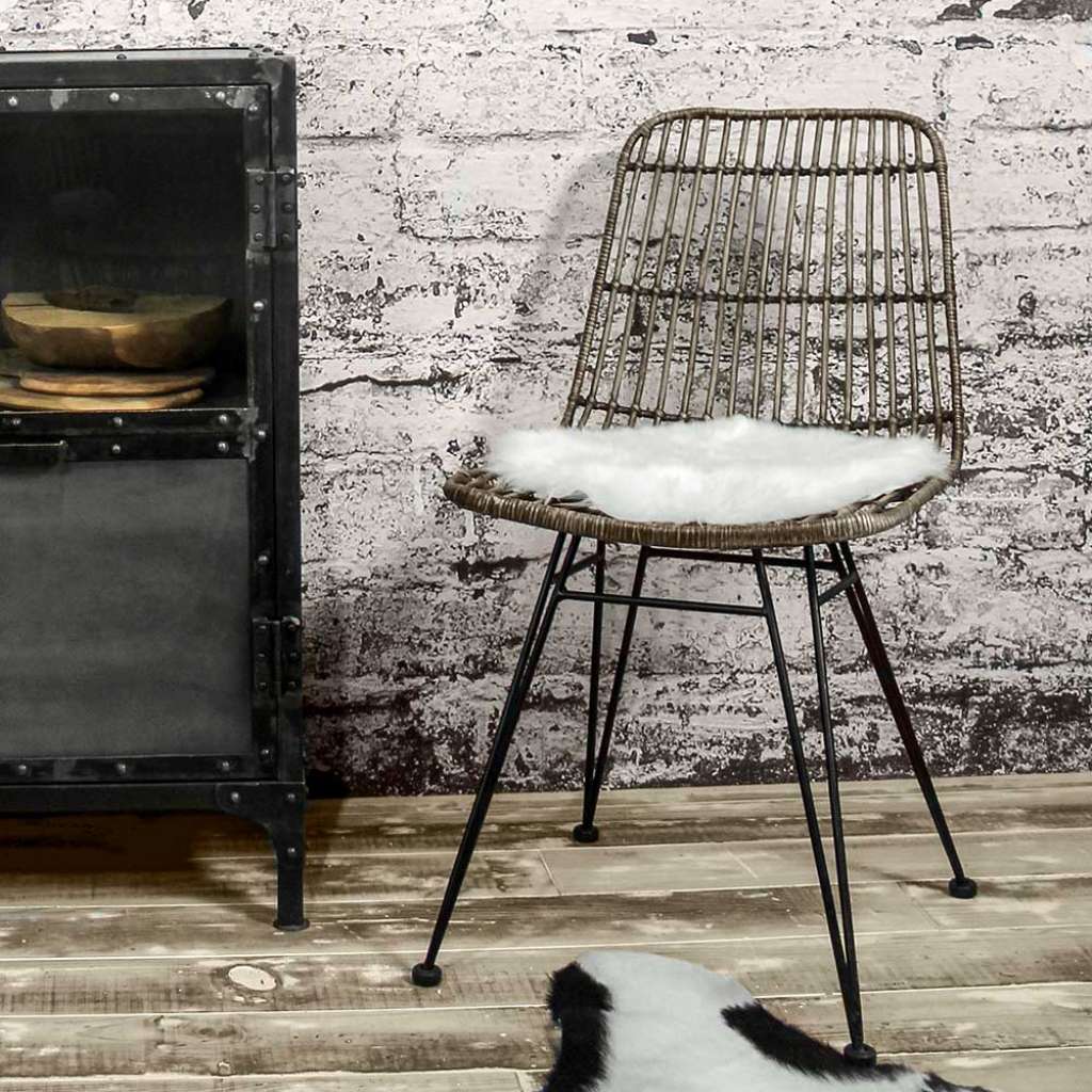 Esstisch Stühle in Schwarzbraun Rattan und Metall (2er Set)
