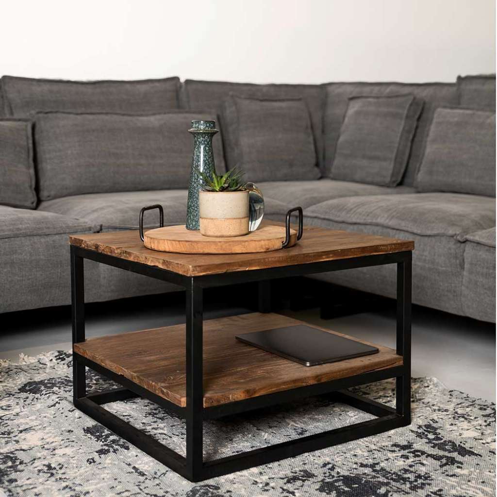 Sofatisch aus Recyclingholz Eisen in Schwarz